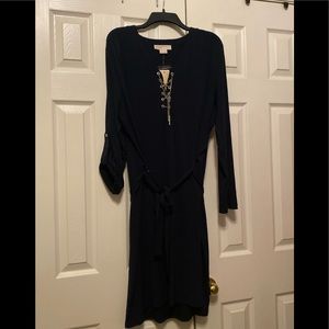 New-Michael Kors Navy Dress w/SilverChain Ties